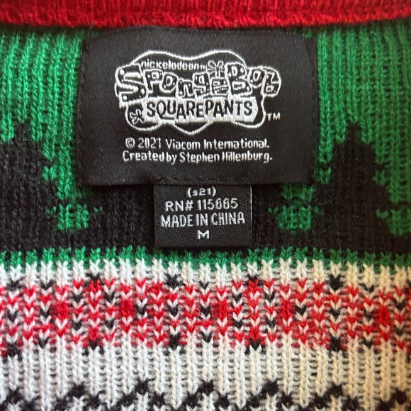 SpongeBob Squarepants Black and Red Holiday Sweater - Picture 2 of 3